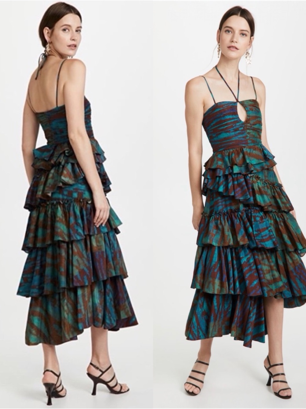 Ulla Johnson Zenat Runway Silk Ikat Tiered Halter Dress Emerald Size 6 - Picture 17 of 17